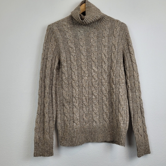 Express brown turtleneck cable knit wool sweater - Picture 8 of 8